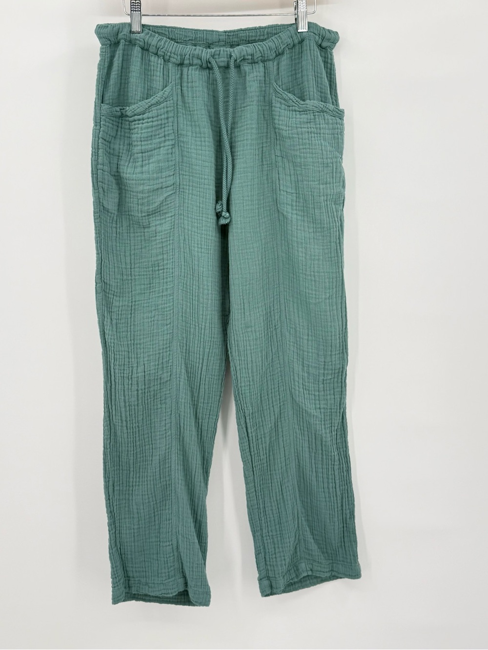 Xirena Ozzie Pant Cotton Gauze Cropped Ankle Drawstring Pull On Green Size Large